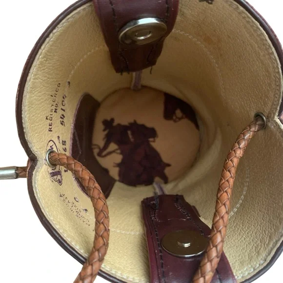 Leather Mini Bucket Bag by Justin Boots Western Star Concho VTG - Picture 5 of 11